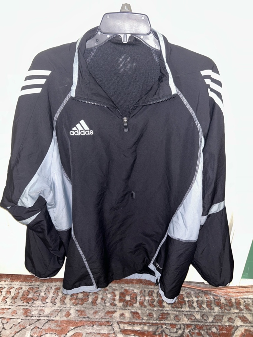 adidas Black & Gray Men's Half-Zip Windbreaker
